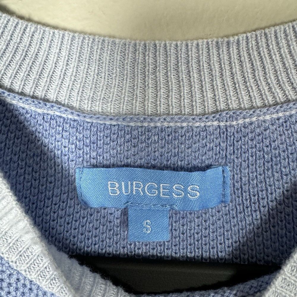 Burgess Small Light Blue Cotton Nylon Silk Blend Pullover Crew Neck Sweater - Picture 3 of 5